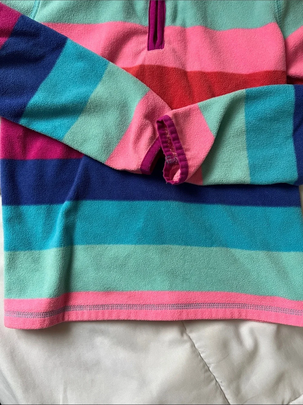 OshKosh B'gosh Girls' 6/6x Striped Fleece Pullover Jacket
